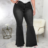 Fashion slim wide-leg plus size fat MM flared jeans