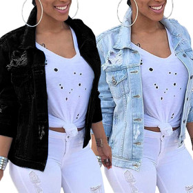 Sexy fashion washed women's slim denim jacket top