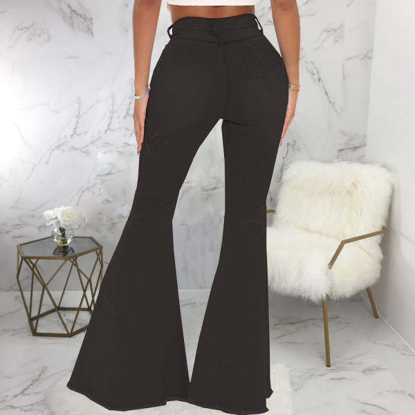 Fashion all-match slim-fit butterfly decoration wide-leg stretch flared pants