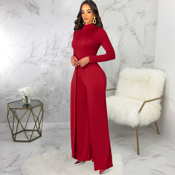 New sexy fashion solid color white-collar women's jumpsuit