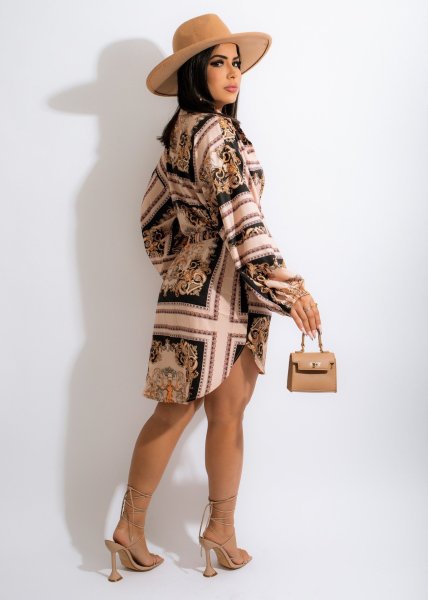 Casual fashion printed shirt multicolor women's skirt