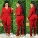 Ladies Fashion French Cashmere Pile Pants Two-piece Suit