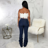 Fashion Slim Trend Ripped Stretch Denim Pile Pants