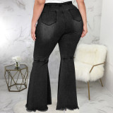 Fashion slim wide-leg plus size fat MM flared jeans