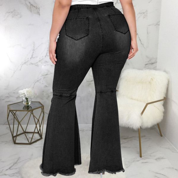 Fashion slim wide-leg plus size fat MM flared jeans