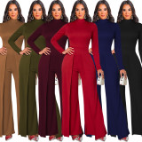 New sexy fashion solid color white-collar women's jumpsuit