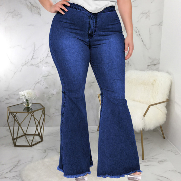 Fashion slim wide-leg plus size fat MM flared jeans