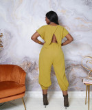 Fashion sexy solid color drawstring two-piece suit