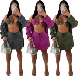 Three-piece woolen coat underwear skirt