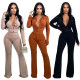 New style pure color Korean velvet casual two-piece suit