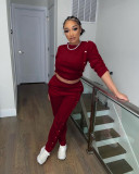 New women's gold velvet pants button slits two-piece ladies suit