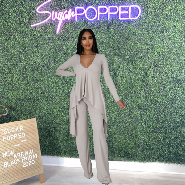 New solid color long-sleeved irregular suit