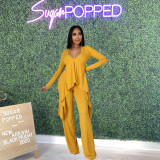 New solid color long-sleeved irregular suit