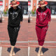 Ladies Offset Printing Casual Stretch Sweater Sports Suit Two-piece Set