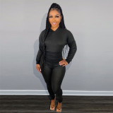 Slim-fit solid color high-quality cashmere hooded two-piece suit