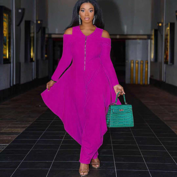 New solid color strapless long-sleeved fashion loose jumpsuit