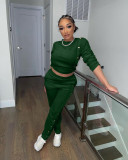 New women's gold velvet pants button slits two-piece ladies suit
