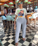 Ladies' Fleece Sweatshirt Fabric Fringed Drawstring Pants