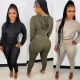 Slim-fit solid color high-quality cashmere hooded two-piece suit
