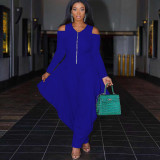 New solid color strapless long-sleeved fashion loose jumpsuit