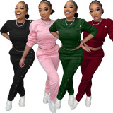 New women's gold velvet pants button slits two-piece ladies suit
