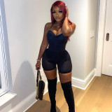 Women's winter new sexy sling one-piece high waist hollow short mesh suit women