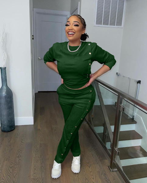 New women's gold velvet pants button slits two-piece ladies suit