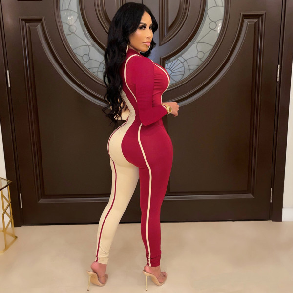 New autumn and winter fashion print sexy skinny jumpsuit