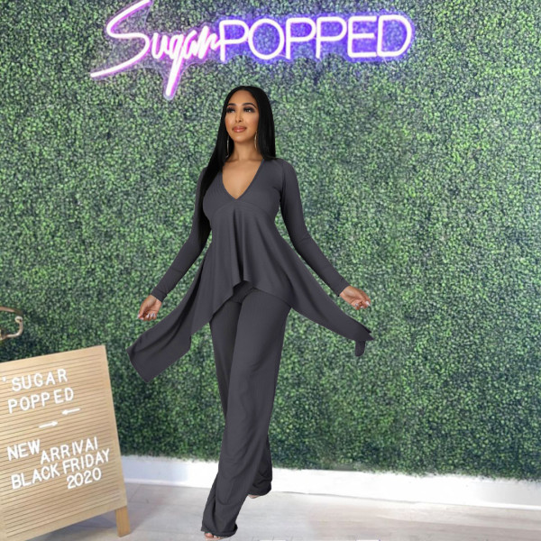 New solid color long-sleeved irregular suit