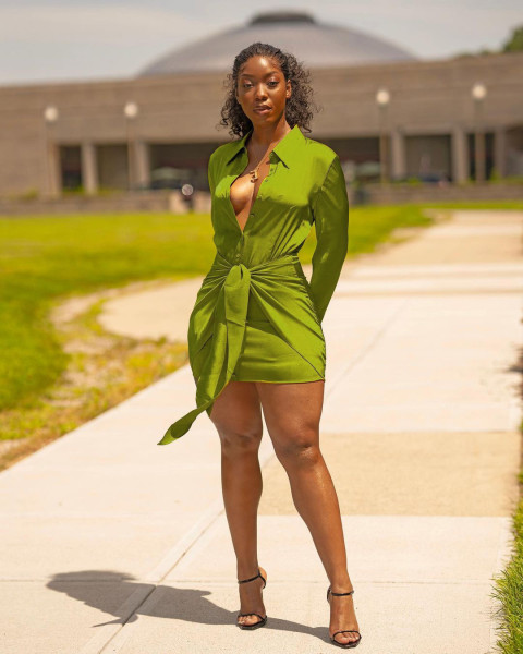 Cute fashion solid color shirt dress