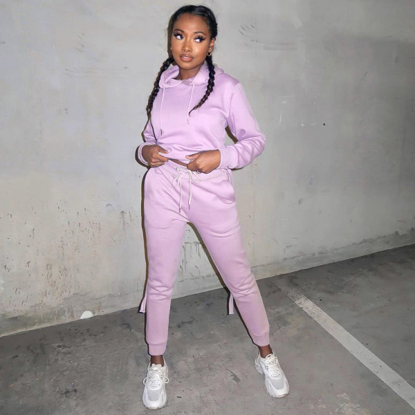 Tie Hollow Hooded Sexy Long Sleeve Two-Piece Set