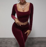 Large round neck handkerchief hem velvet solid color suit