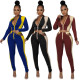 New women's clothing stitching two-color two-way zipper night luminous line two-piece suit