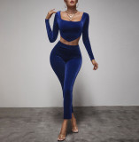 Large round neck handkerchief hem velvet solid color suit