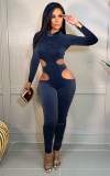 Fashion hollow solid color jumpsuit