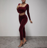 Large round neck handkerchief hem velvet solid color suit