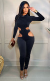 Fashion hollow solid color jumpsuit