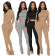 Autumn and winter threaded drawstring strap suit women