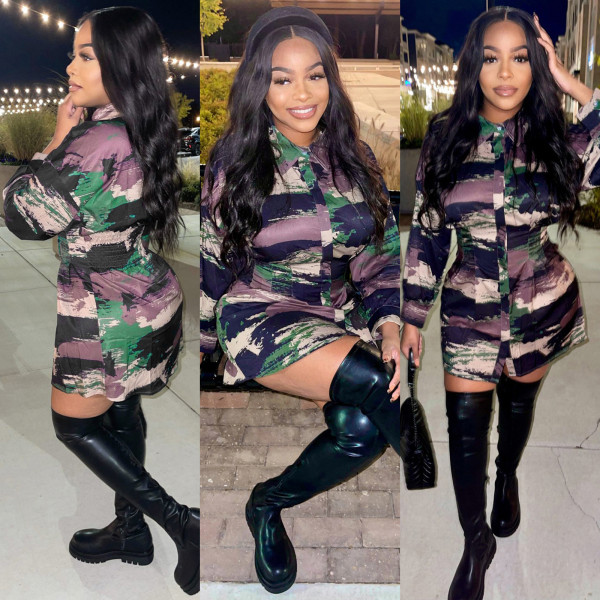 Camouflage sexy casual fashion print nightclub dress