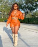 New style chest-wrapped PU leather two-piece suit