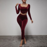 Large round neck handkerchief hem velvet solid color suit
