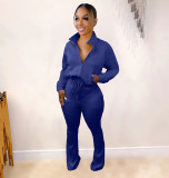 Two-piece fashion solid color drawstring