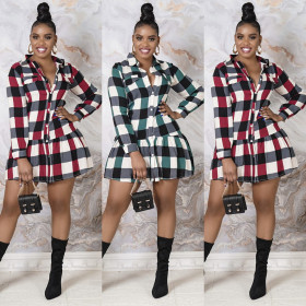 Fashion sexy ruffled plaid skirt