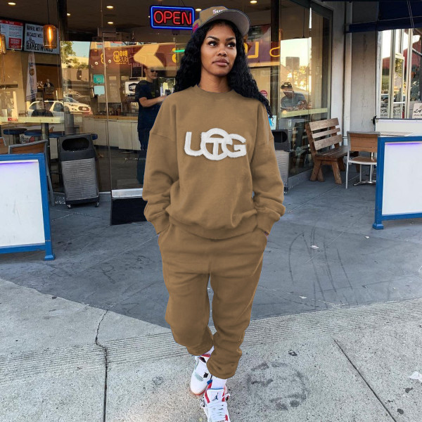 Women's autumn and winter embroidered logo sweater and sweater suit women