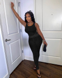 Sleeveless vest solid color snowflake tencel two-piece suit