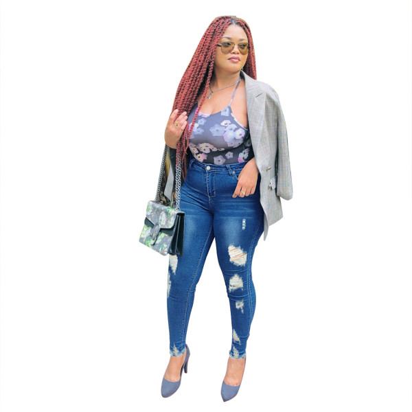 High waist fashion slim ladies jeans