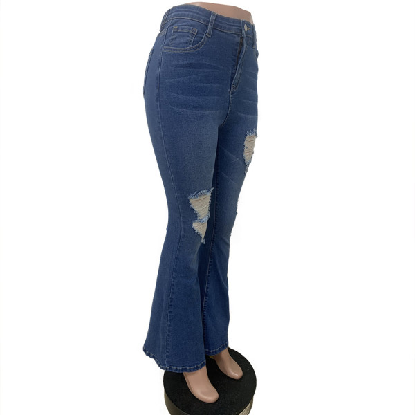 Fall and winter design sense low stretch denim wide leg flared pants