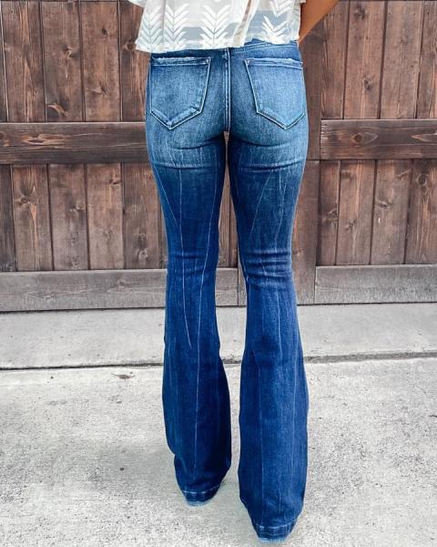 The new casual pants are thin, low-elastic, ripped denim wide-leg women's trousers