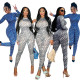 Women's sexy slim round stand collar printed two-piece suit