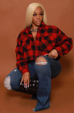 Plaid ripped pocket shirt top